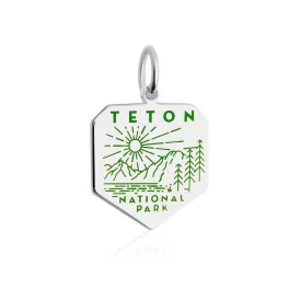 Grand Teton National Park Charm, Silver Enamel