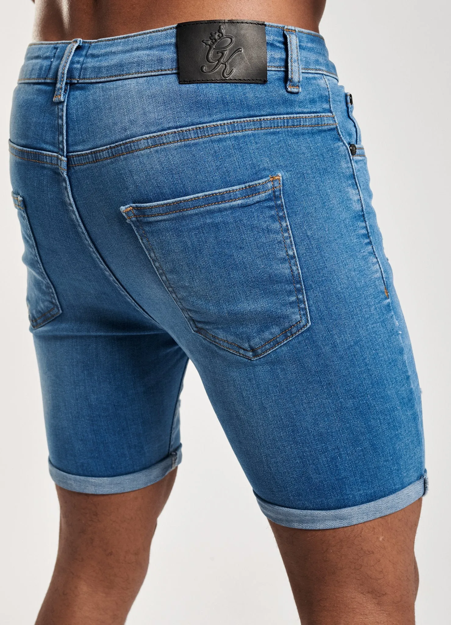 Gym King Denim Tate Short - Mid Wash