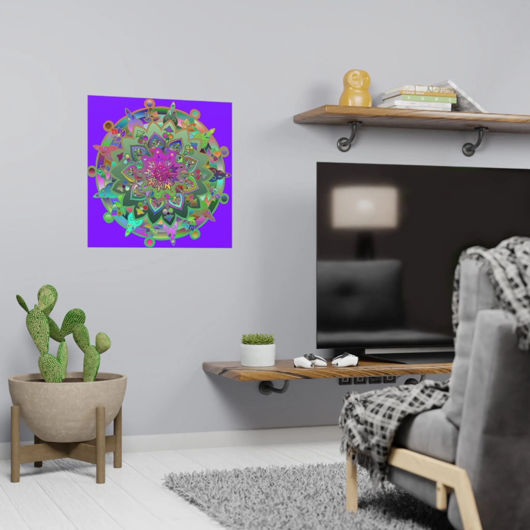 Hand-Drawn Purple Mandala Design Poster