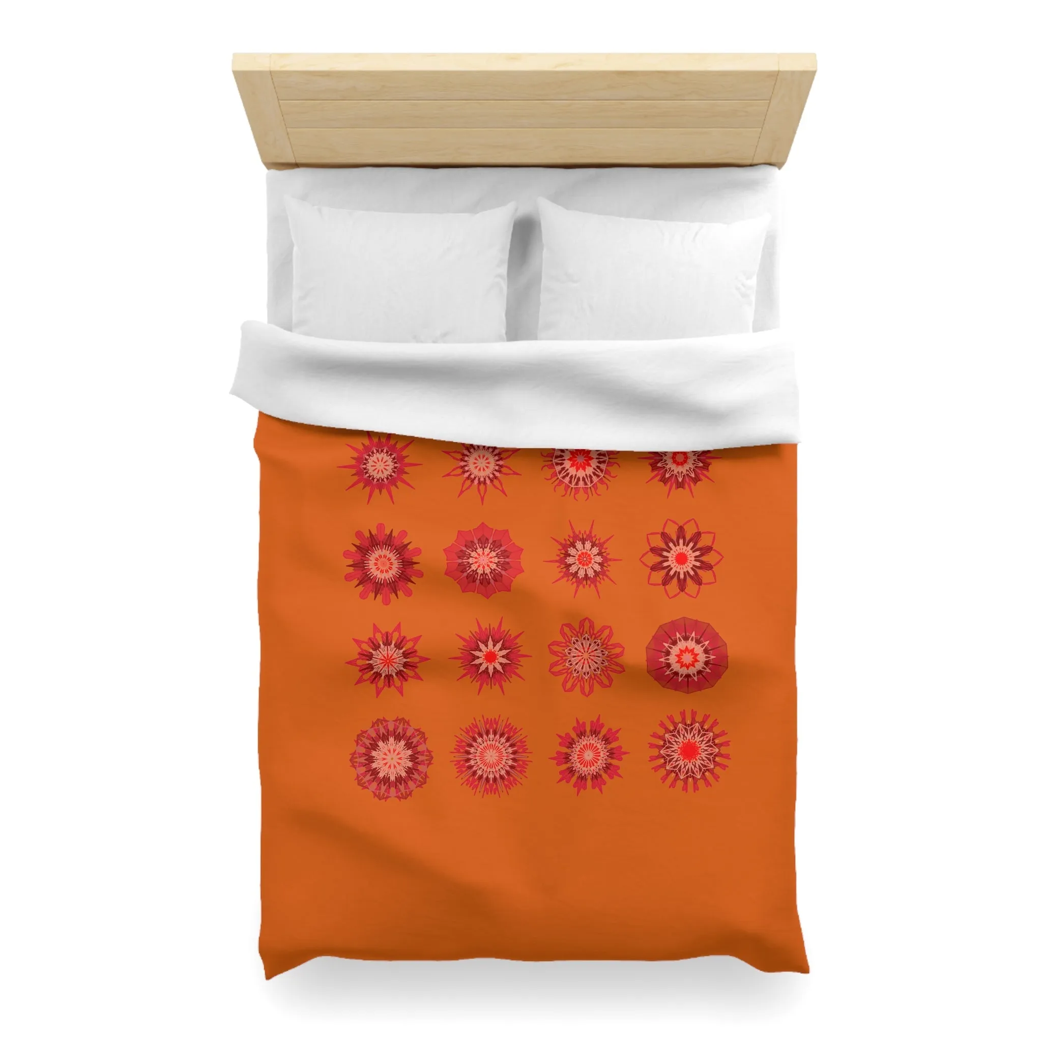 Handmade Mandala Art Microfiber Duvet Cover in Sunset Orange