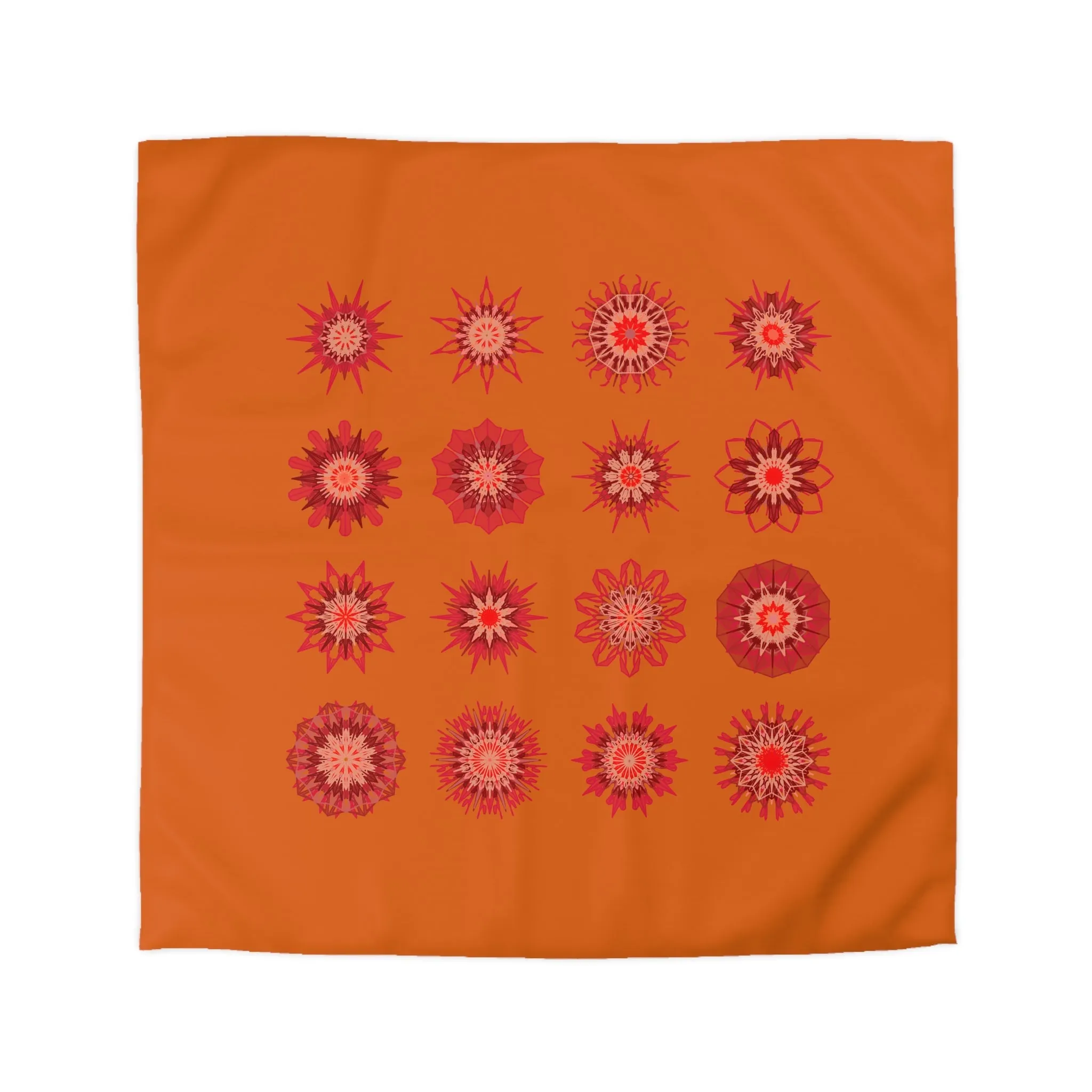 Handmade Mandala Art Microfiber Duvet Cover in Sunset Orange