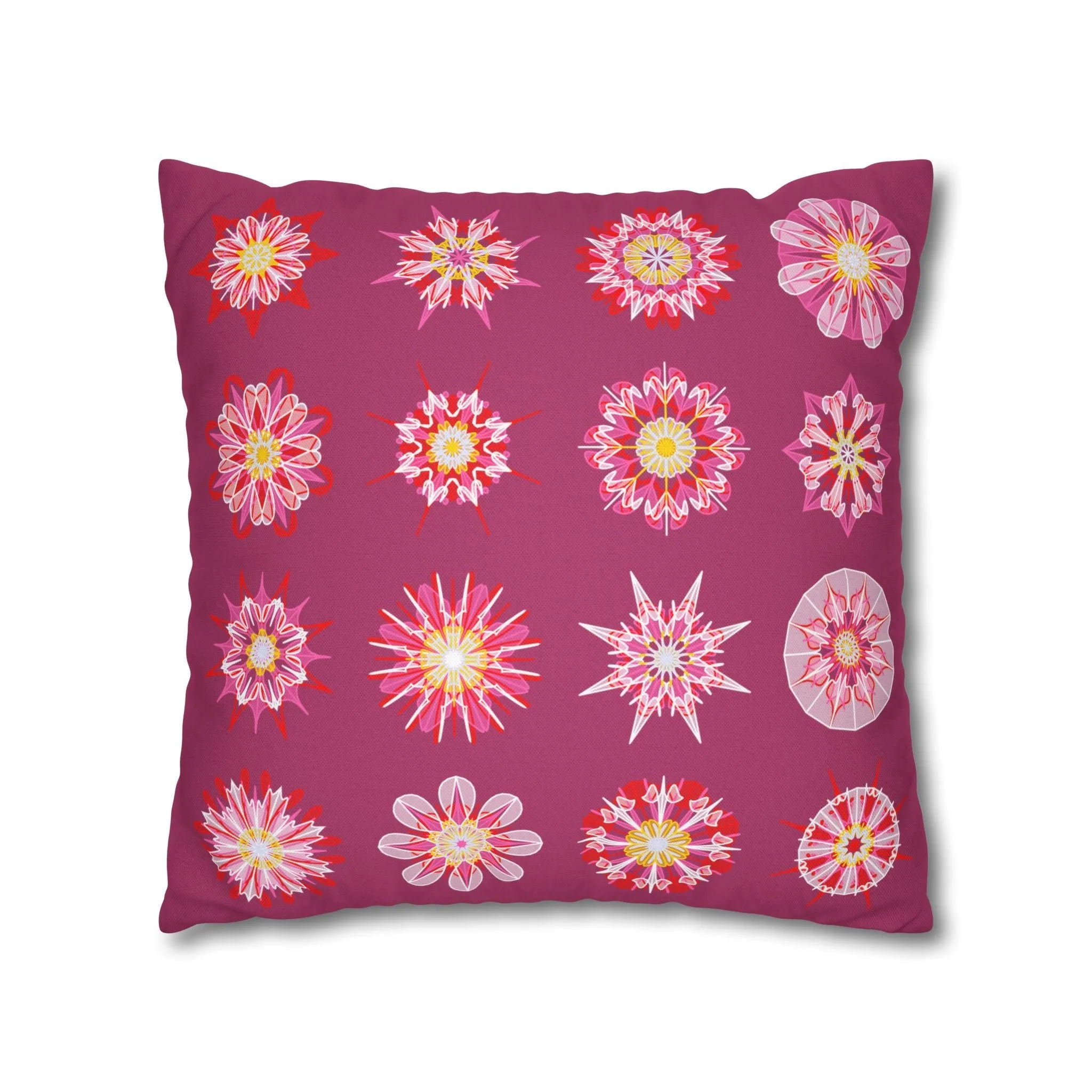 Handmade Mandala Art Pillowcase - Dark Hot Pink