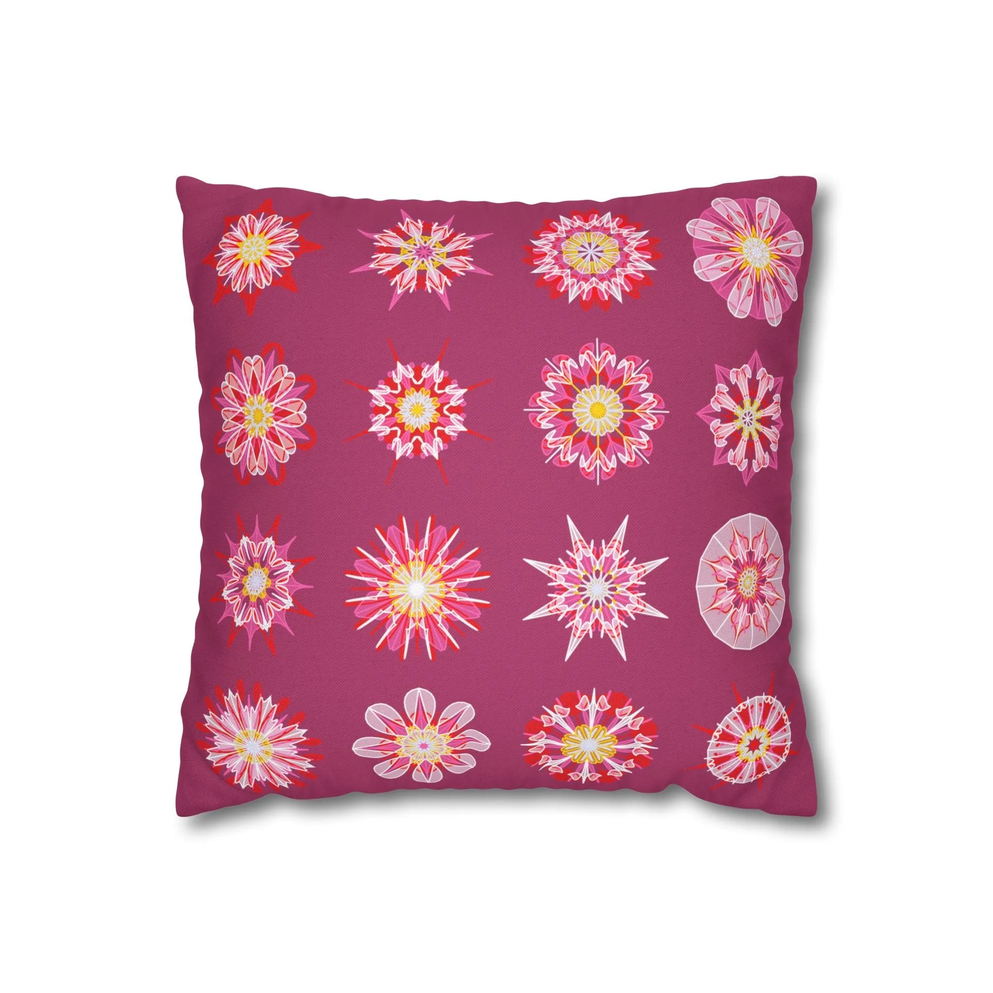 Handmade Mandala Art Pillowcase - Dark Hot Pink