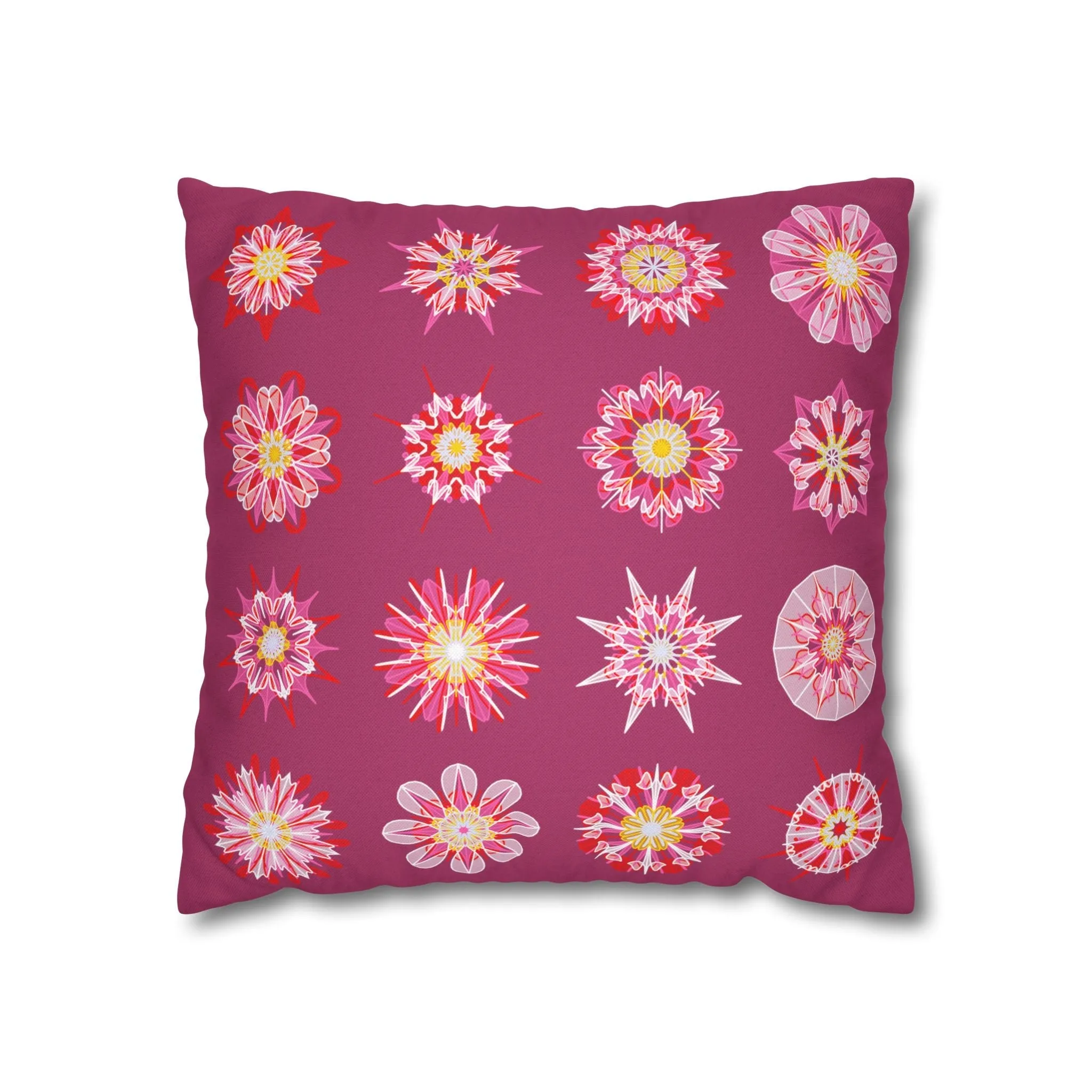 Handmade Mandala Art Pillowcase - Dark Hot Pink