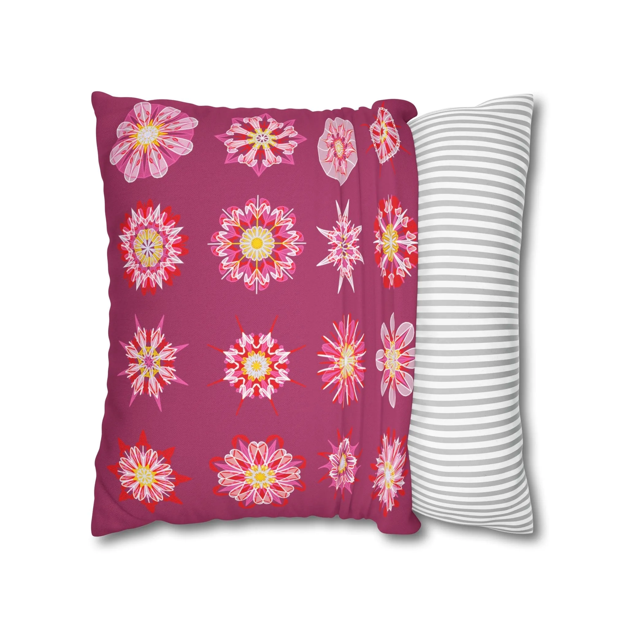 Handmade Mandala Art Pillowcase - Dark Hot Pink