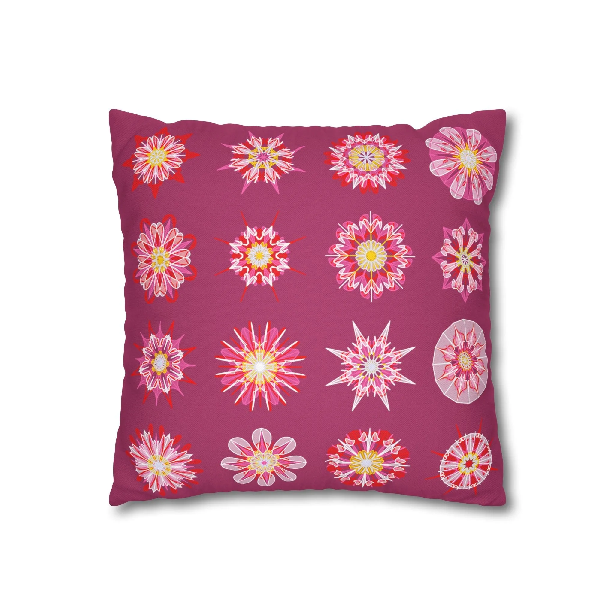 Handmade Mandala Art Pillowcase - Dark Hot Pink