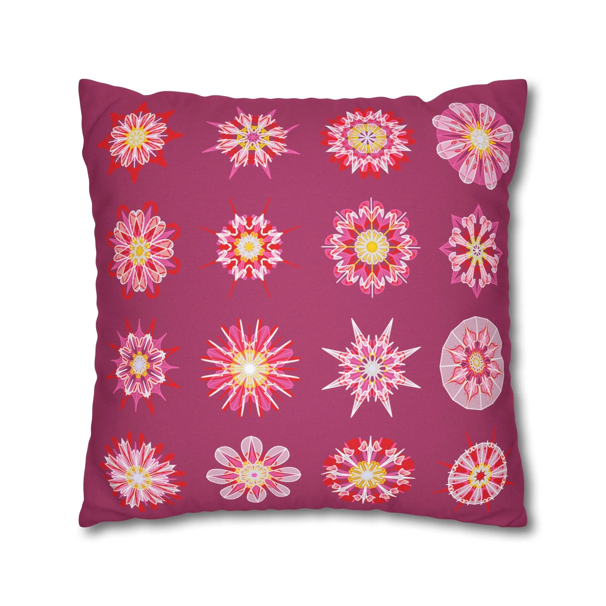 Handmade Mandala Art Pillowcase - Dark Hot Pink