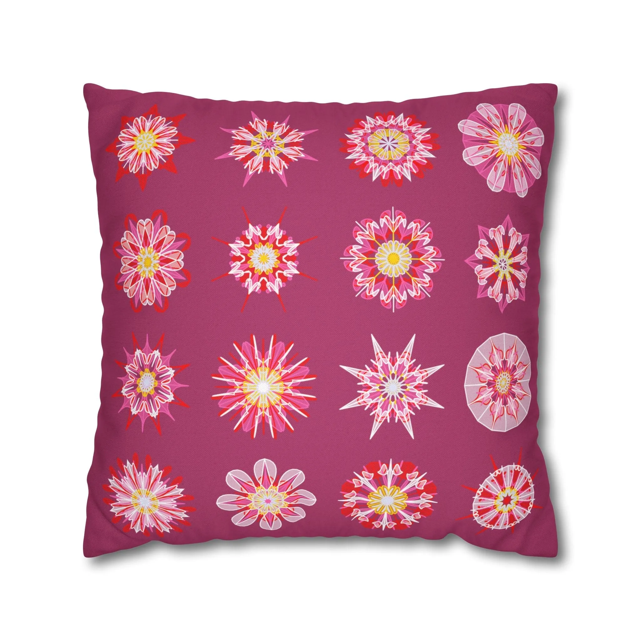 Handmade Mandala Art Pillowcase - Dark Hot Pink