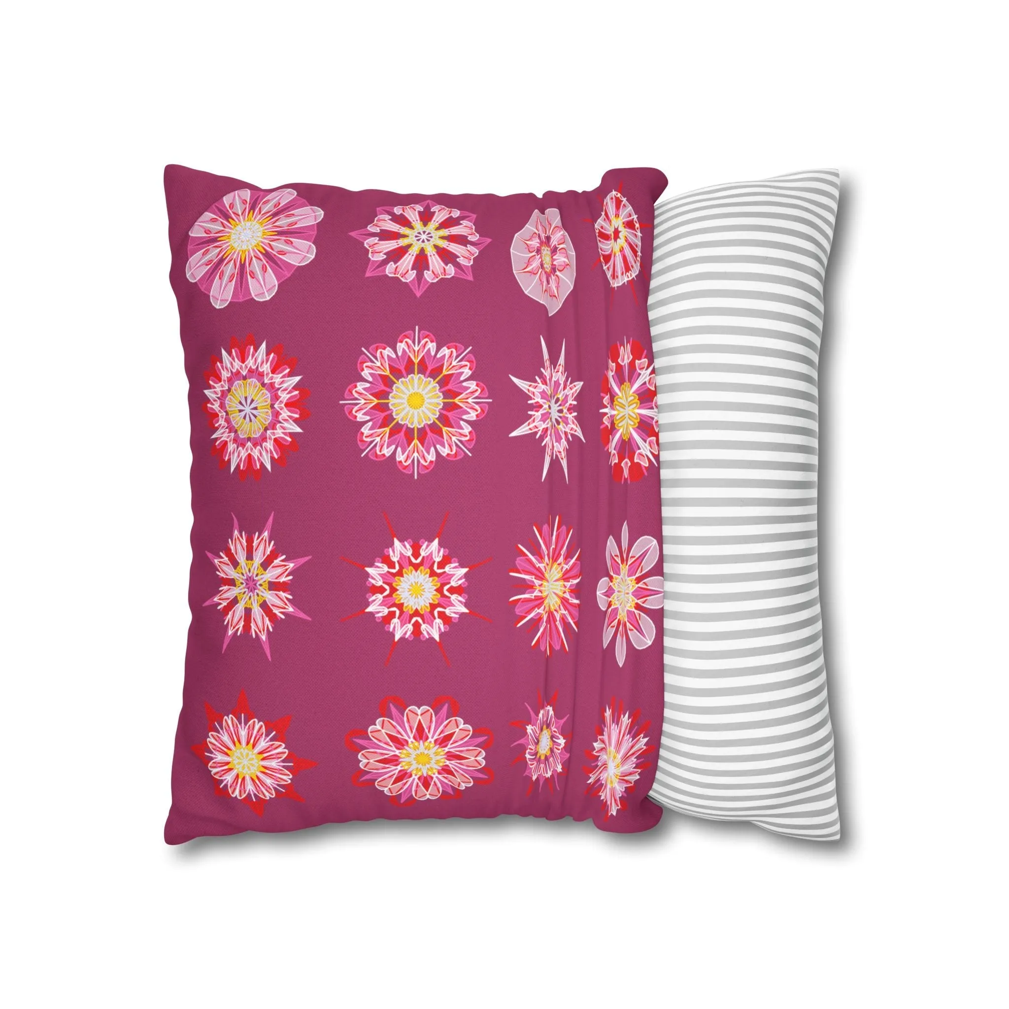 Handmade Mandala Art Pillowcase - Dark Hot Pink