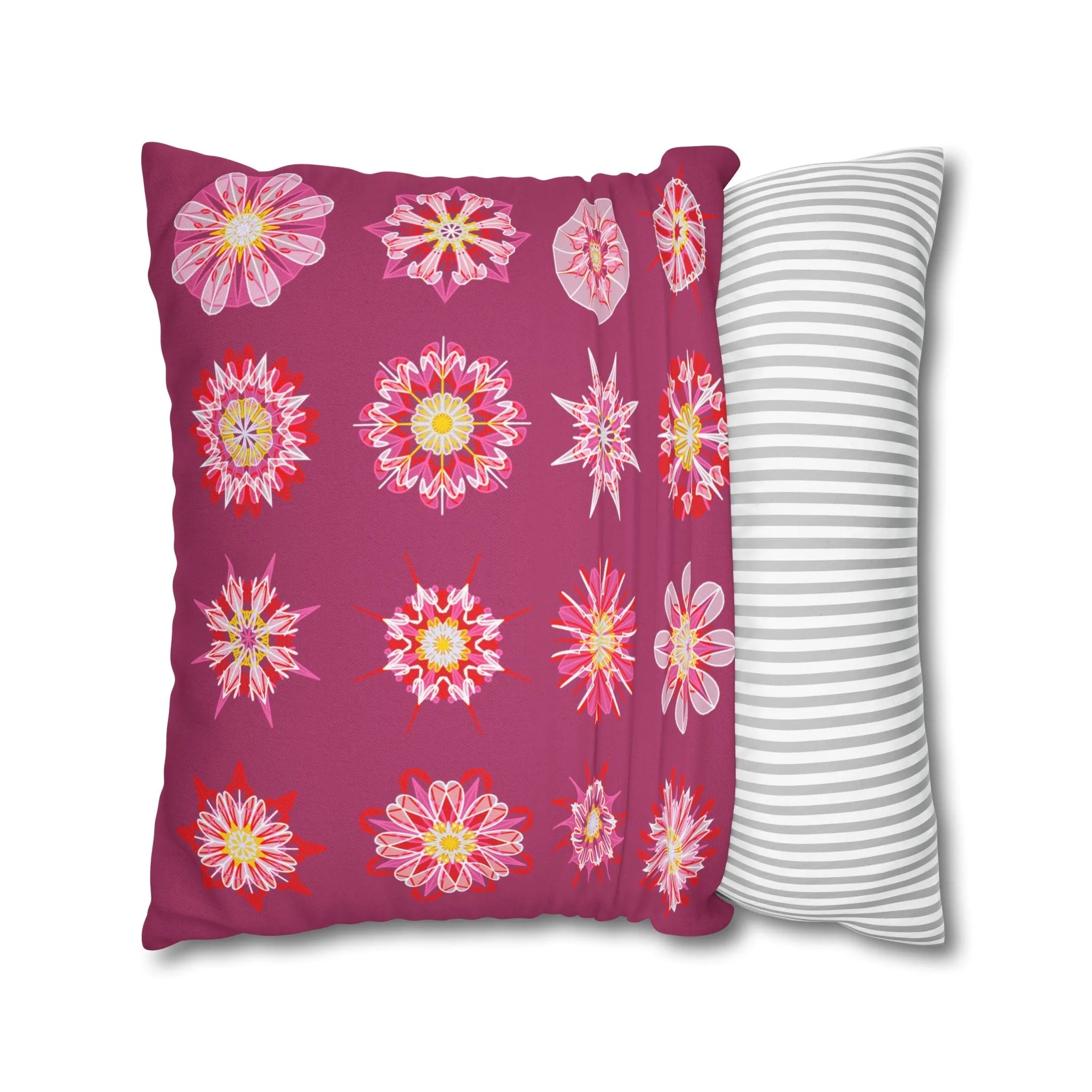 Handmade Mandala Art Pillowcase - Dark Hot Pink