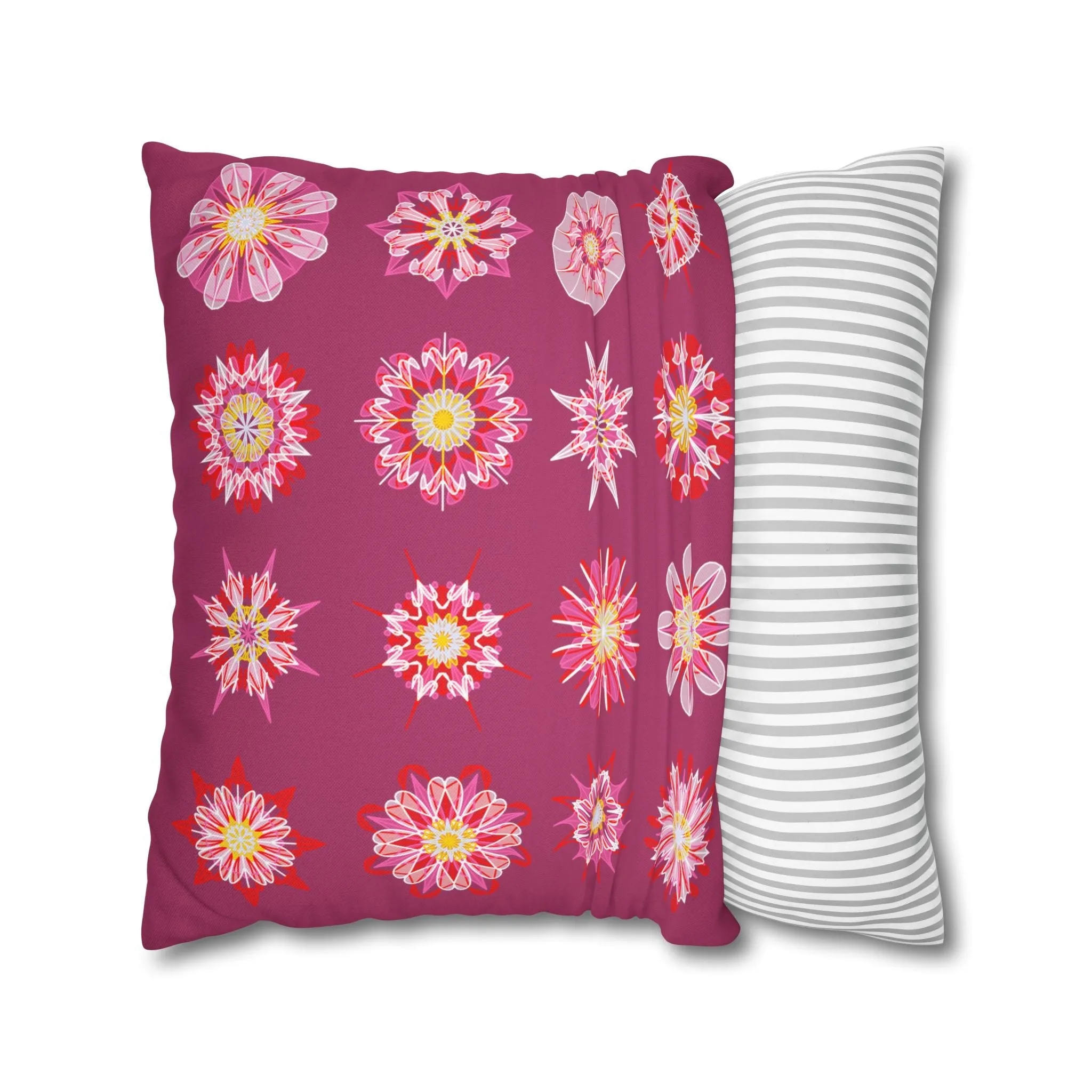 Handmade Mandala Art Pillowcase - Dark Hot Pink