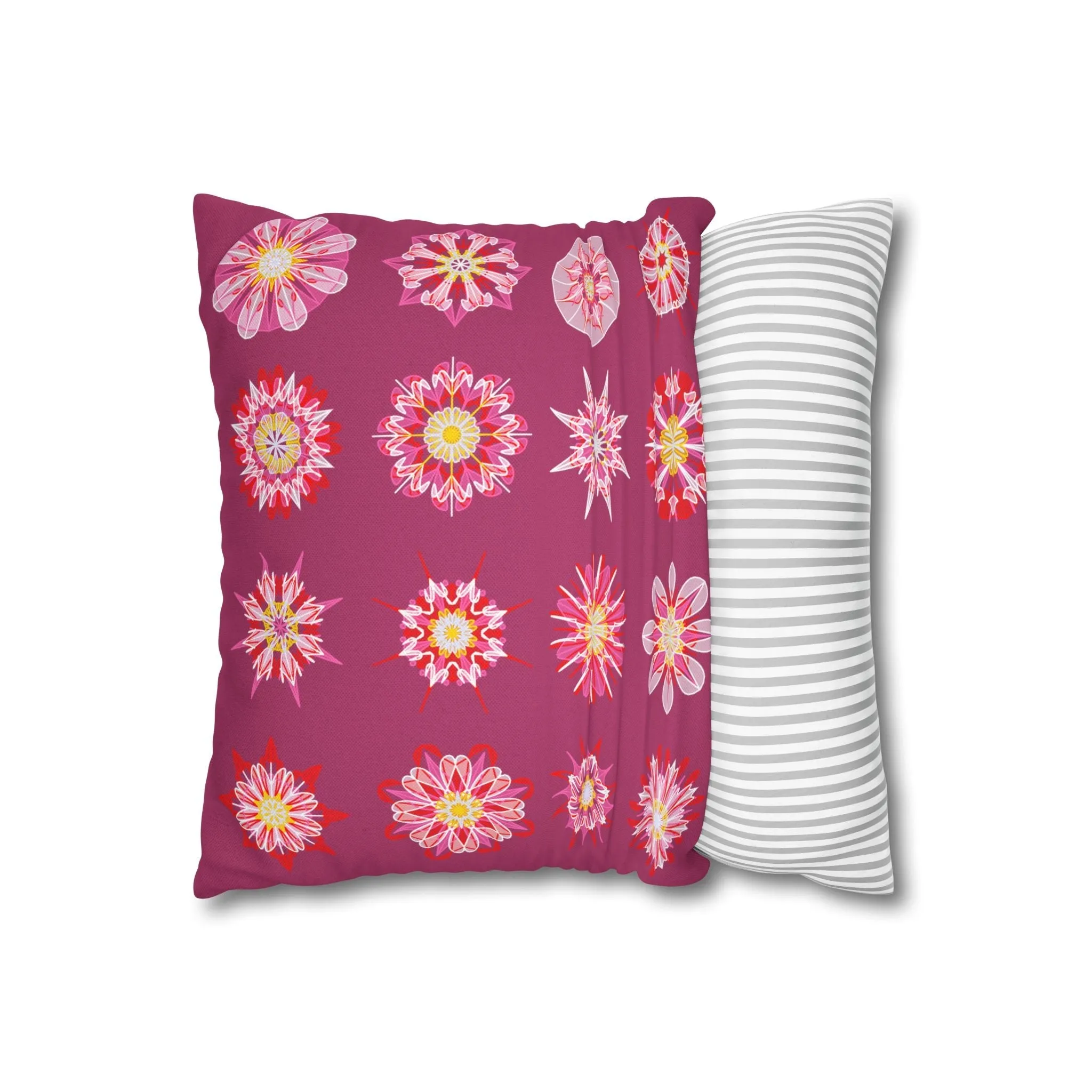 Handmade Mandala Art Pillowcase - Dark Hot Pink