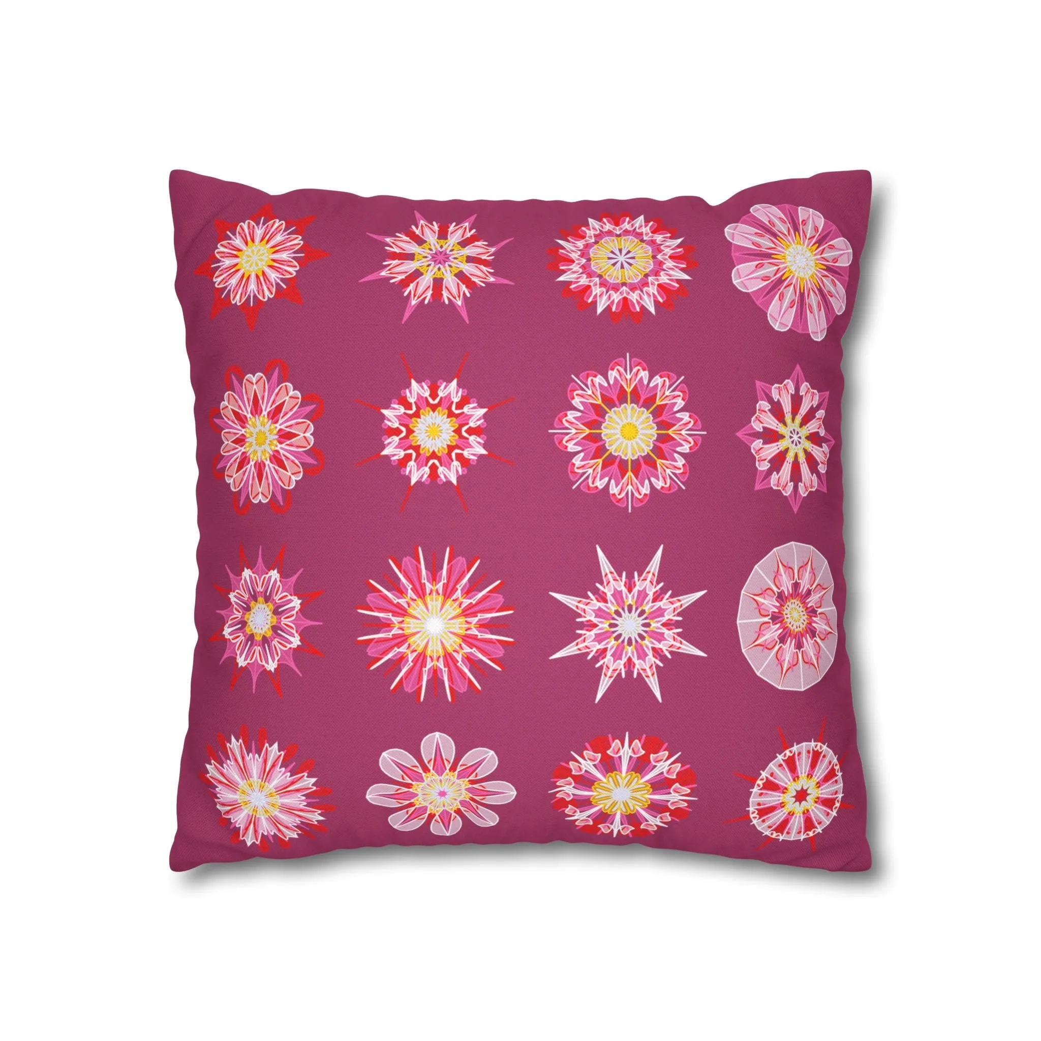 Handmade Mandala Art Pillowcase - Dark Hot Pink