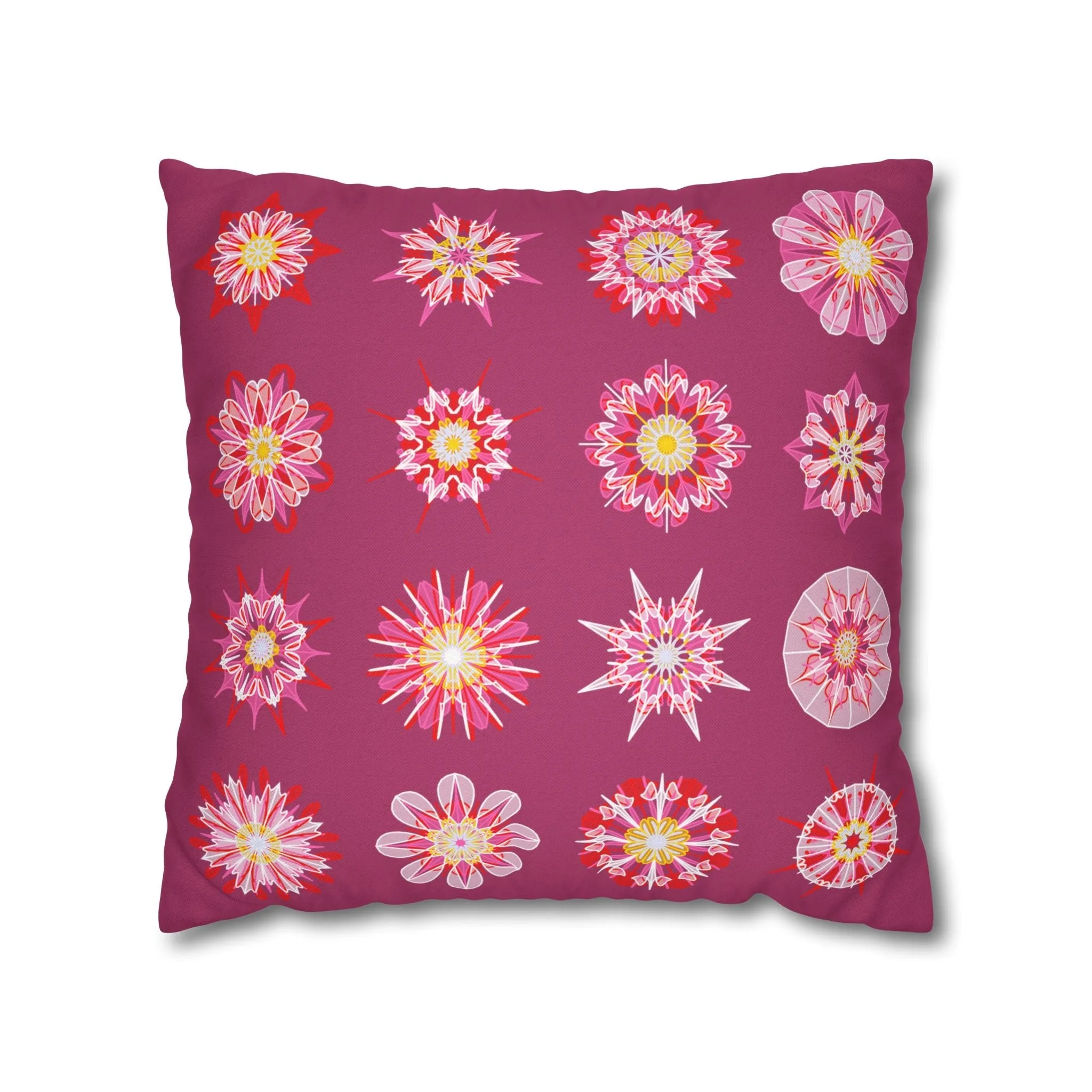 Handmade Mandala Art Pillowcase - Dark Hot Pink