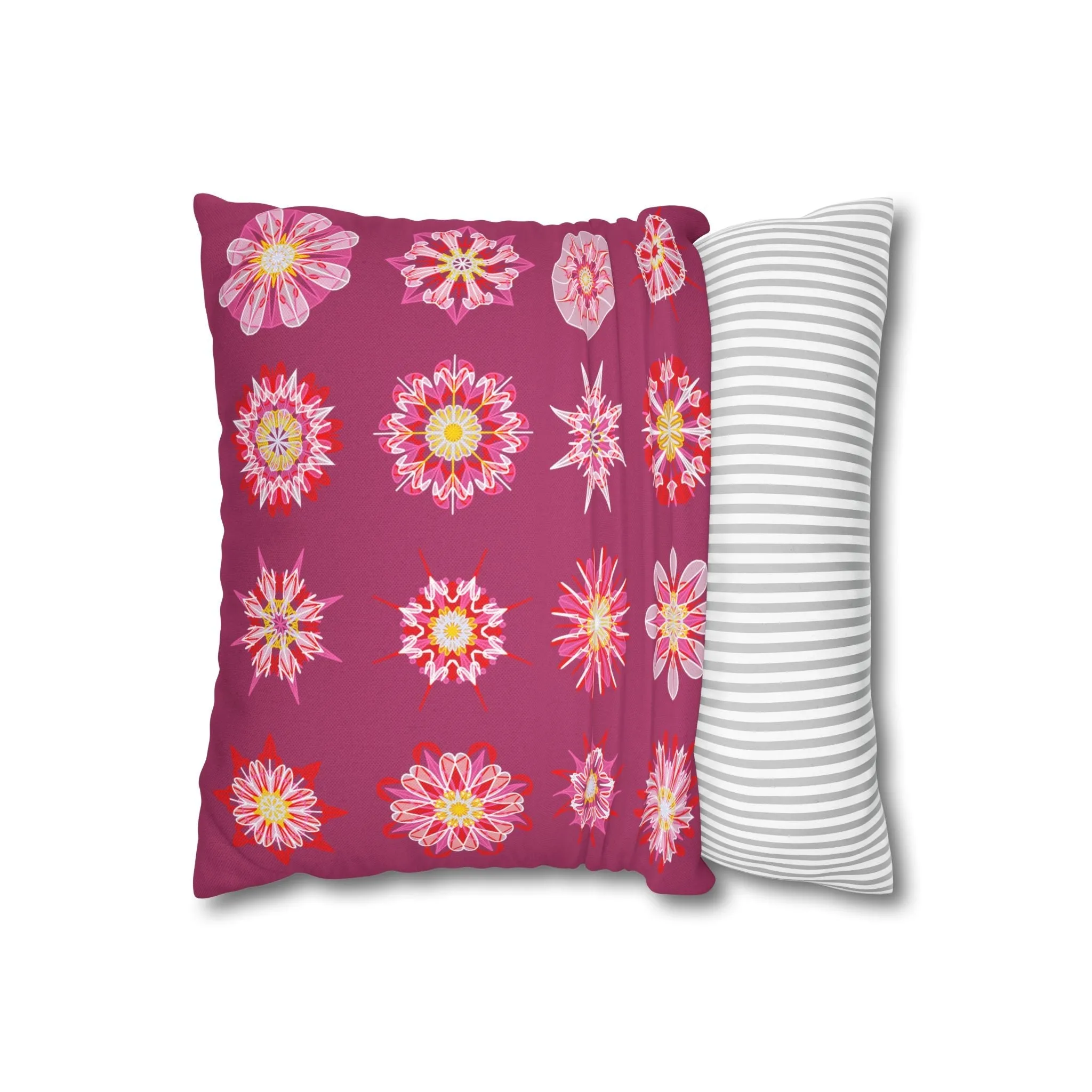 Handmade Mandala Art Pillowcase - Dark Hot Pink