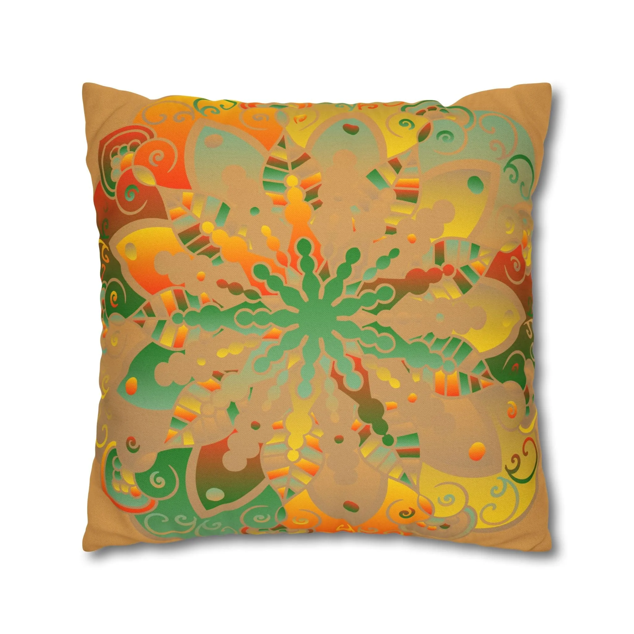 Handmade Mandala Design Pillowcase - Original Art - Dune