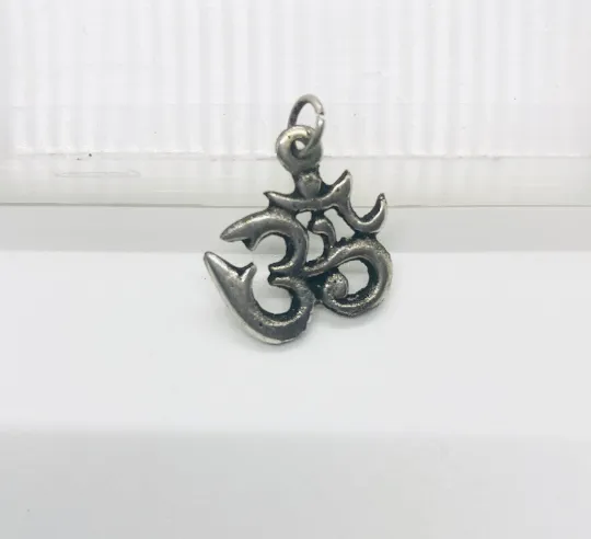 Handmade Tibetan Silver OM Pendant, Om Charms, Om Aum Yoga Pendant, Unisex Chakra Healed Buddha Spiritual Yoga Jewelry Gift