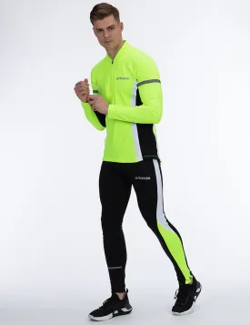 Herren Thermo Laufhose Tight Lang Schwarz Neon  Setprodukt