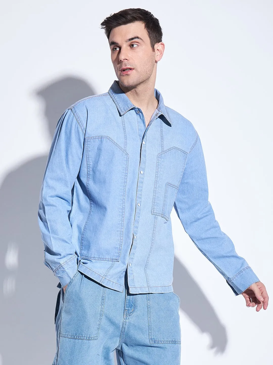 Ice Washed Denim Carpenter Shirt