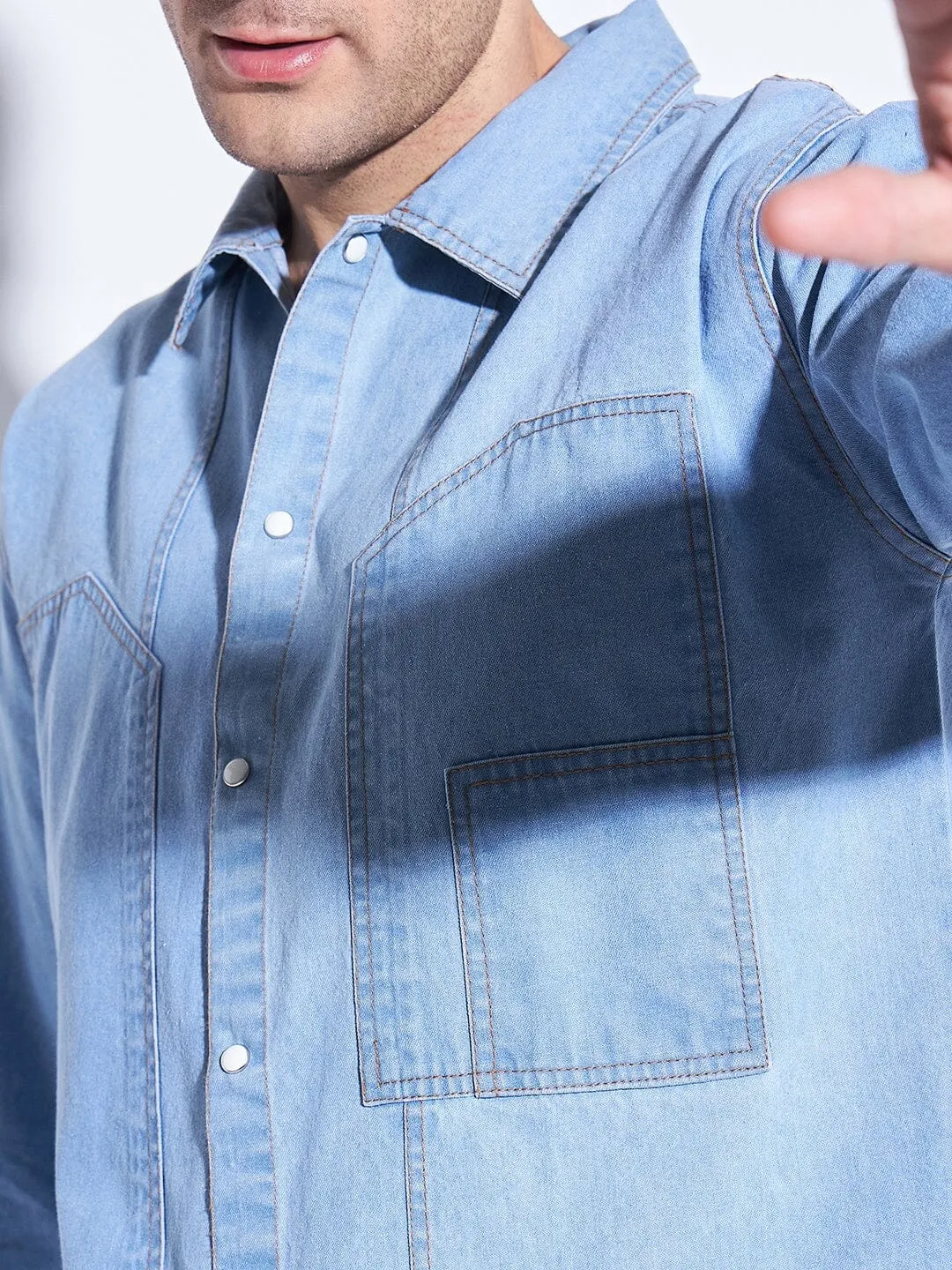 Ice Washed Denim Carpenter Shirt