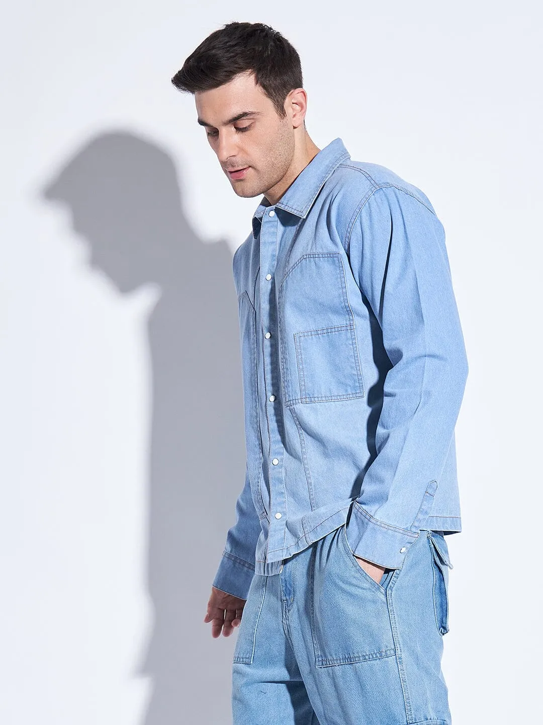 Ice Washed Denim Carpenter Shirt