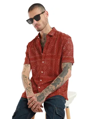 Imperial Paisley Print Half Sleeve Shirt