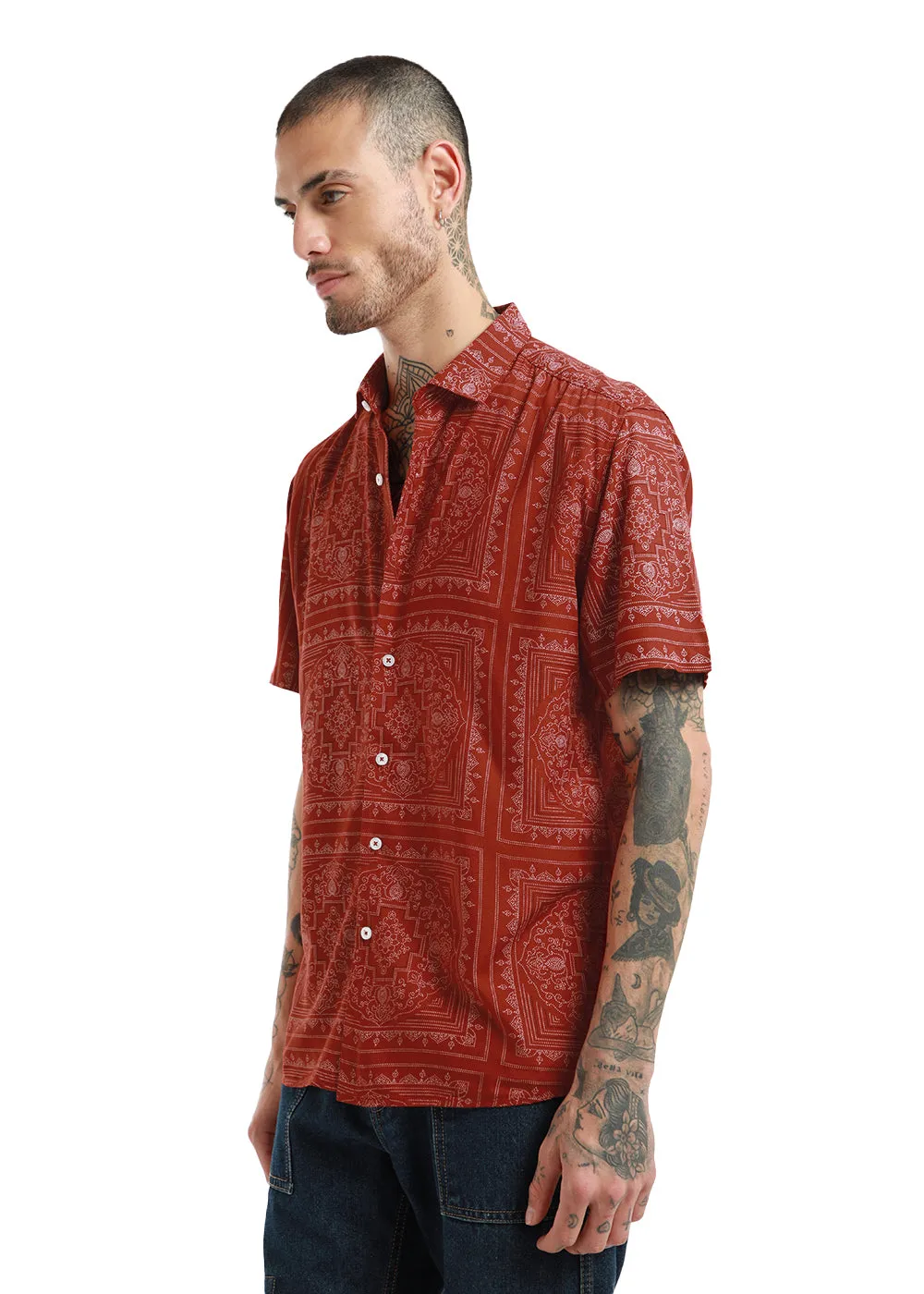 Imperial Paisley Print Half Sleeve Shirt