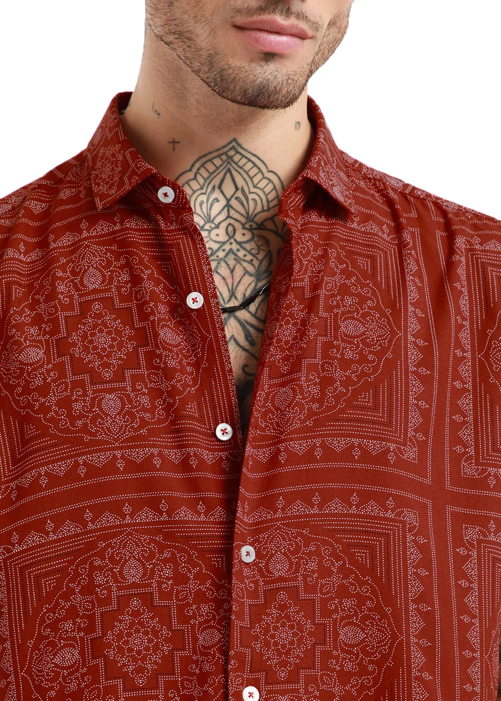 Imperial Paisley Print Half Sleeve Shirt