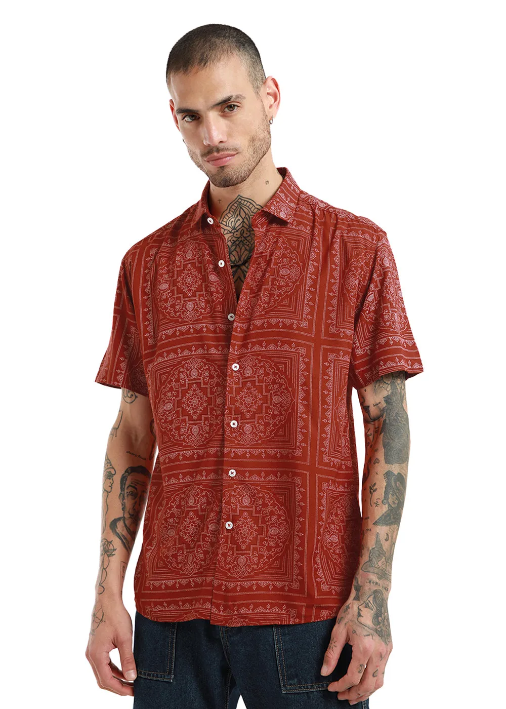 Imperial Paisley Print Half Sleeve Shirt