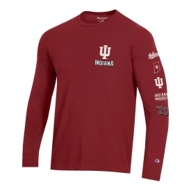 Indiana Hoosiers Triple Sleeve Logo Crimson Long Sleeve T-Shirt