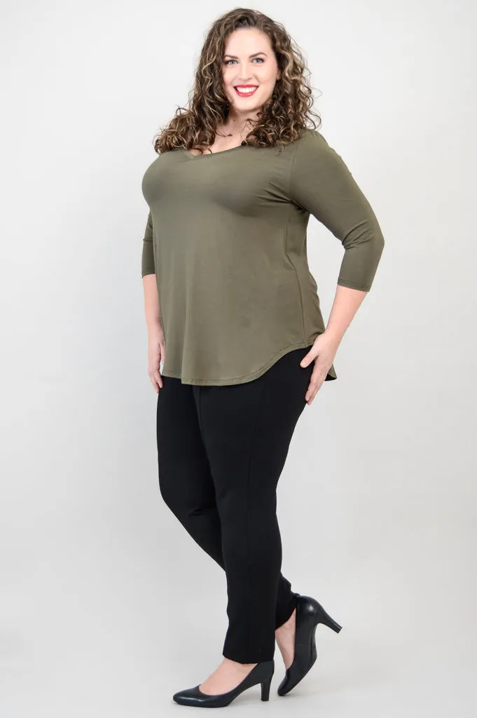 Jackie 3/4 Sleeve, Khaki, Bamboo