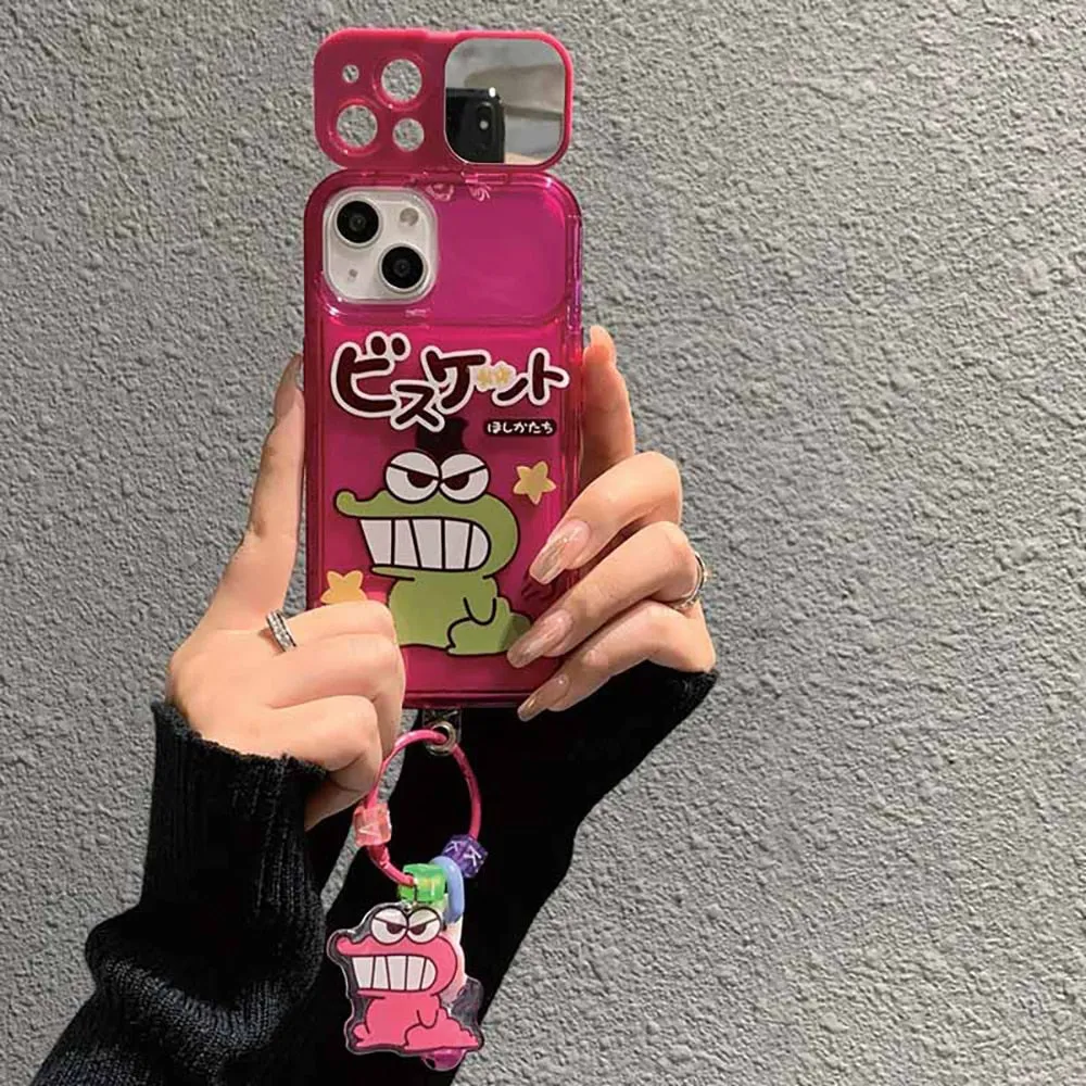 Kawaii Anime Flip Mirror Clear Soft iPhone Case With Keychain