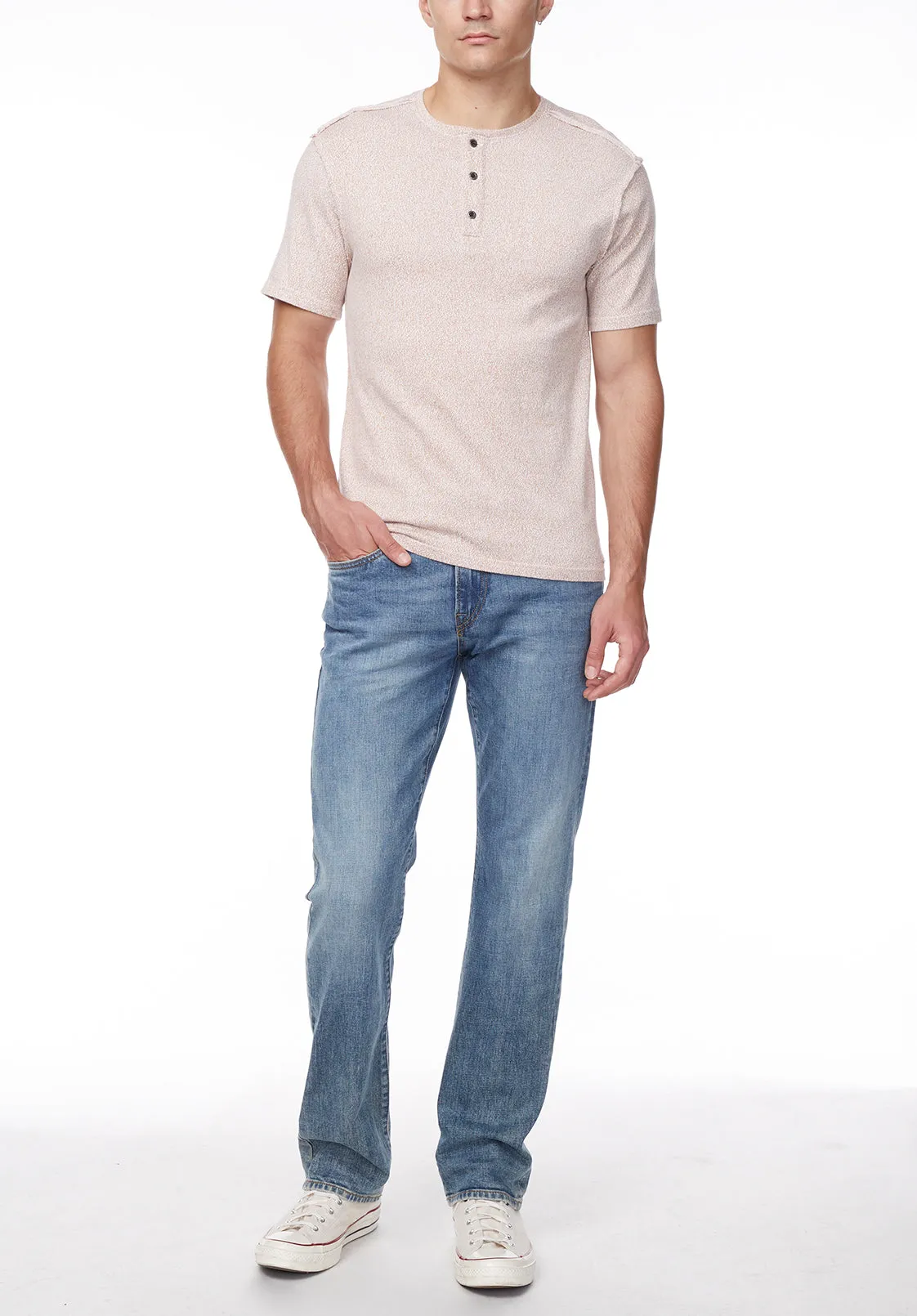 Kitfom Men's Short Sleeve Top in Beige - BM24132