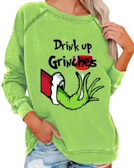 Letter Grinch Stole Print Long Sleeve Sweatshirt