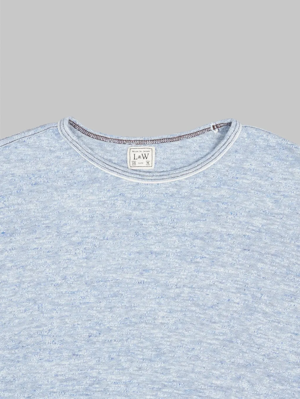 Loop & Weft Super Slub Tube Knit Double Binder Crewneck T-Shirt Heather Blue