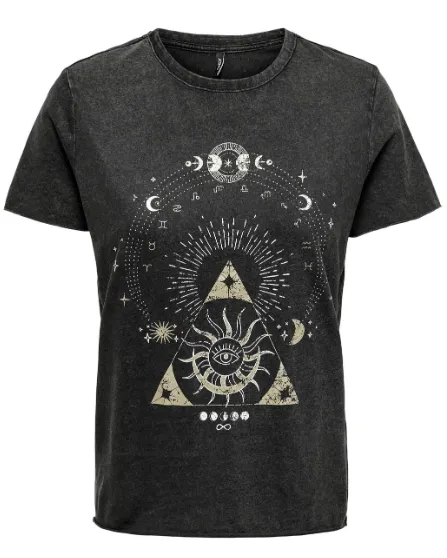 Lucy Zodiac Print Black T-Shirt