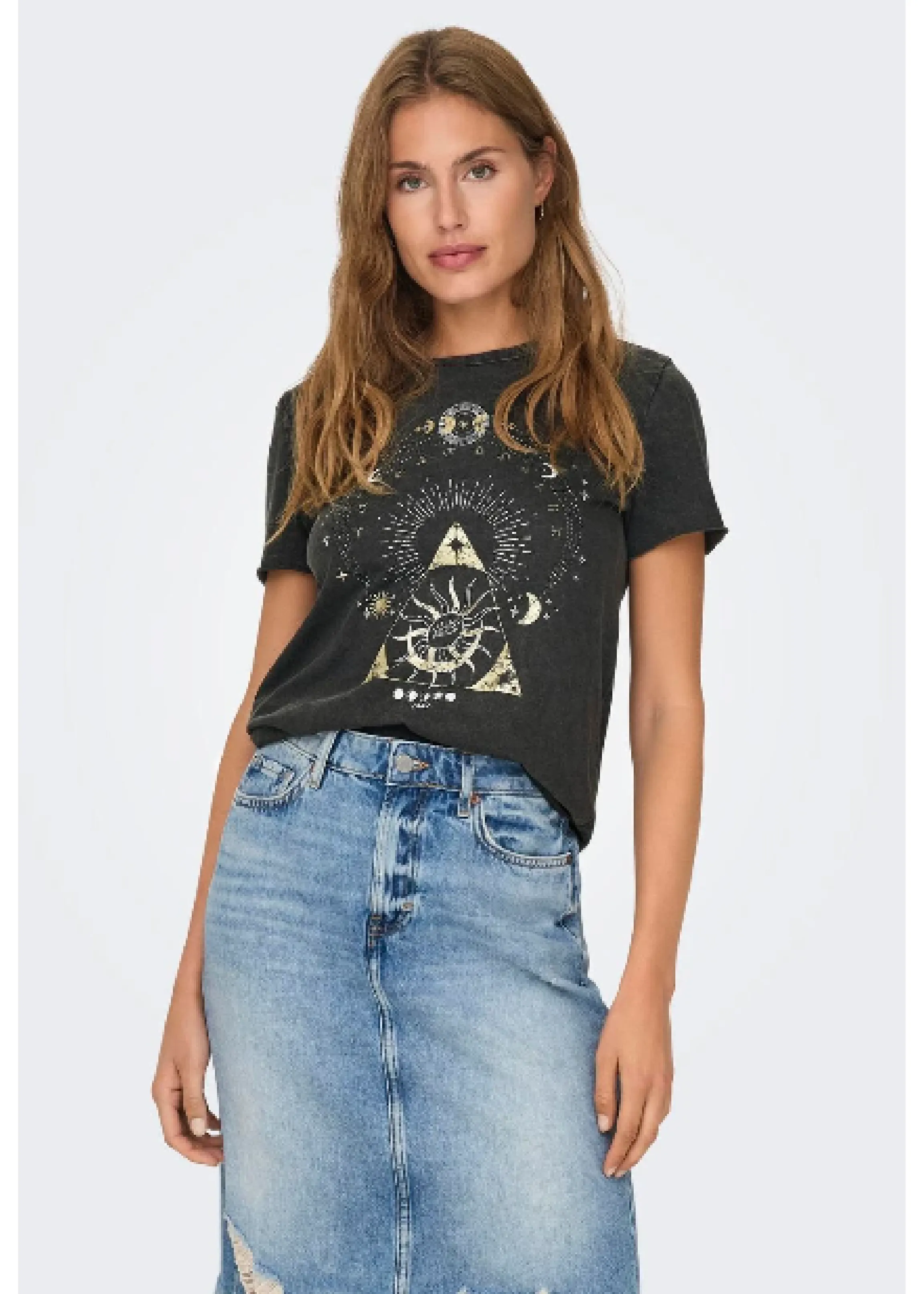 Lucy Zodiac Print Black T-Shirt