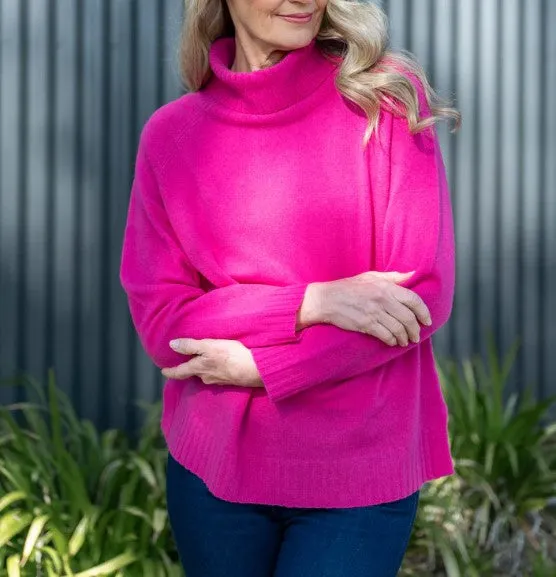 Magenta roll neck wool Jumper