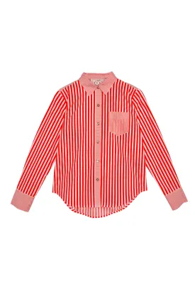 Mel Mixed Button Down Shirt - Tangerine Stripe