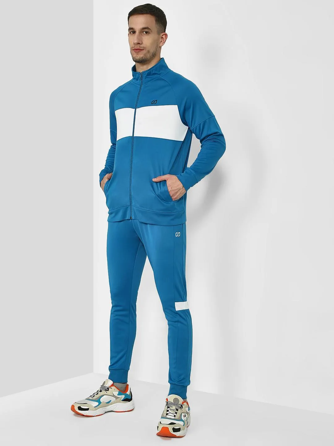 ONE/ZERO by KOOVS Contrast Panel Windproof Tracksuit