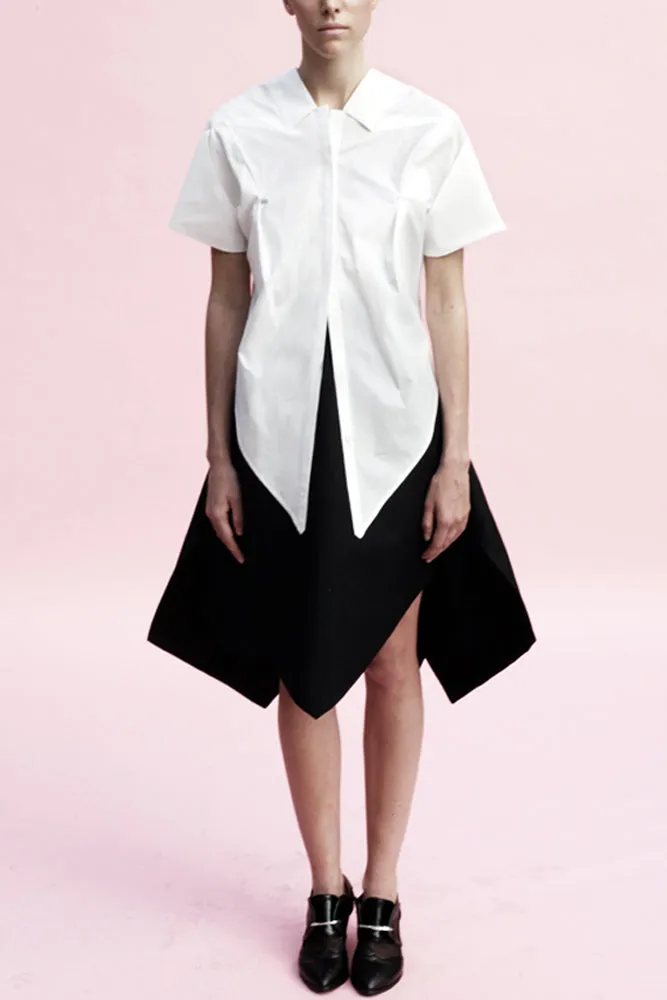 Origami Short Sleeves Classic Cotton Shirt / White