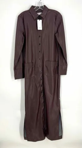 Oscar Size 6 Brown Button-down Faux Leather NEW Designer Dress