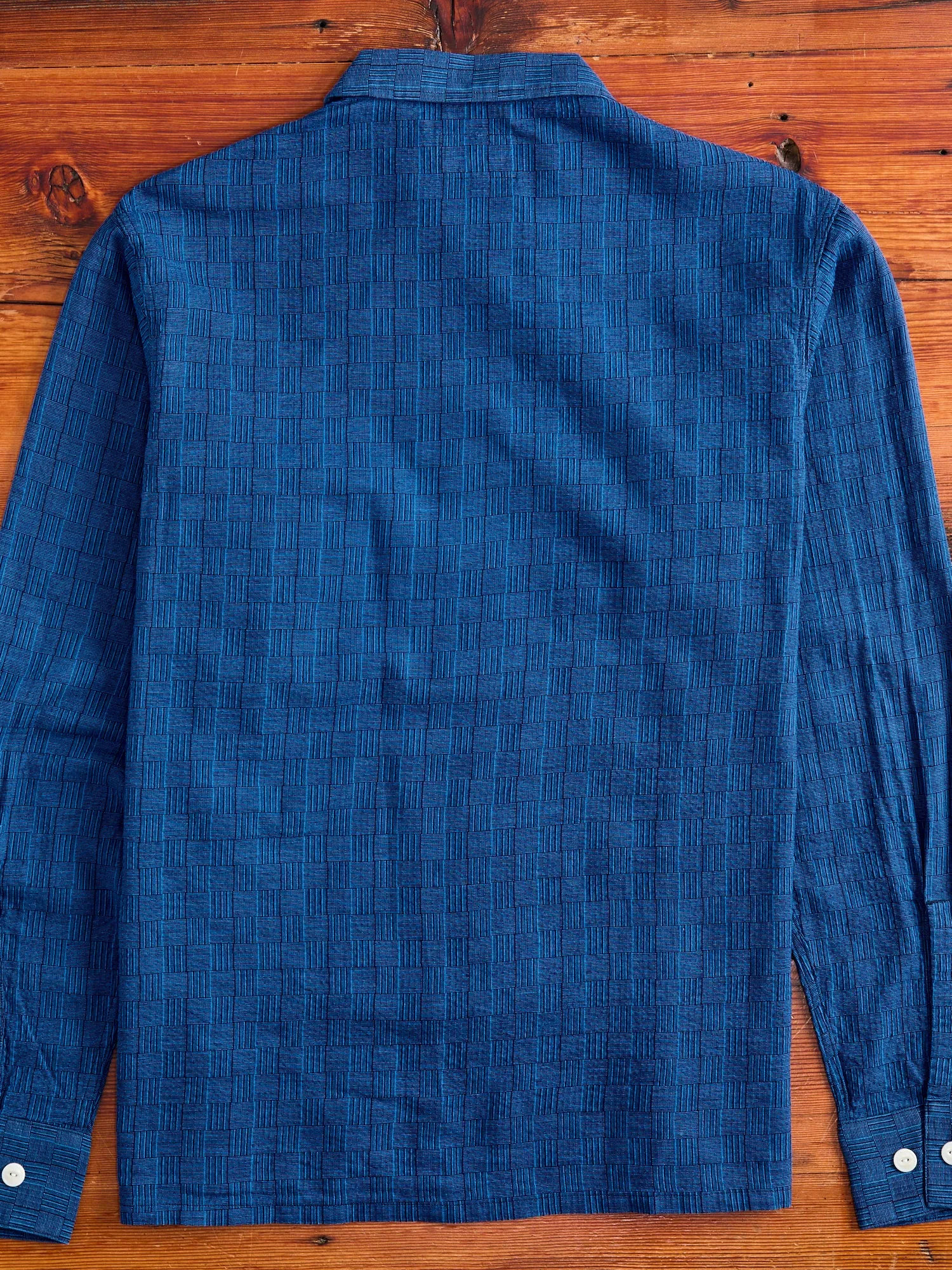 Indigo Shijira Basketweave Long Sleeve Shirt - Awa-Ai Collection