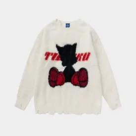 Retro Vibes | Fuzzy Cartoon Graphic Jumper