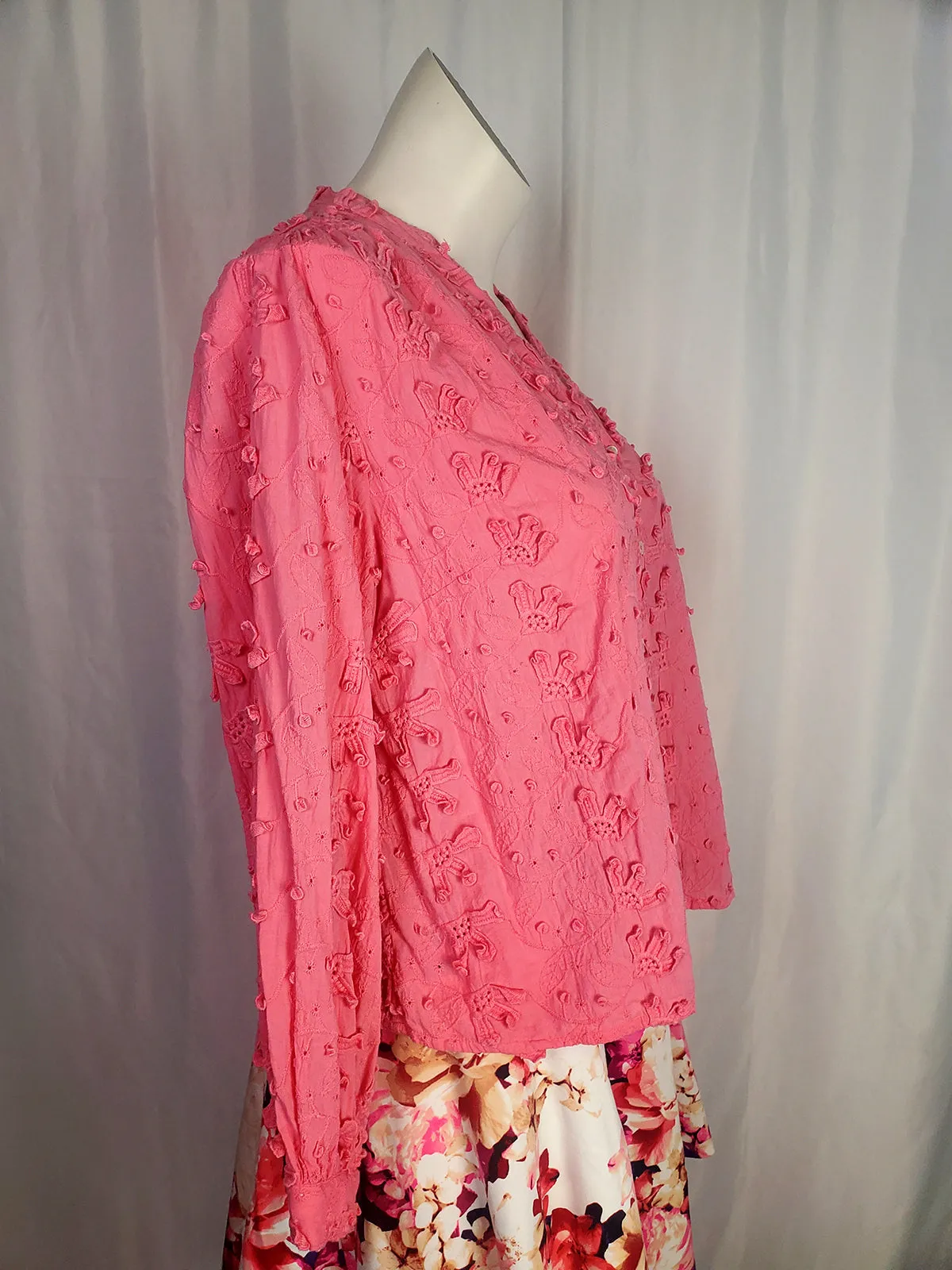 Seen Worn Kept Anthropologie Size 16W Pink Eyelet Shirt