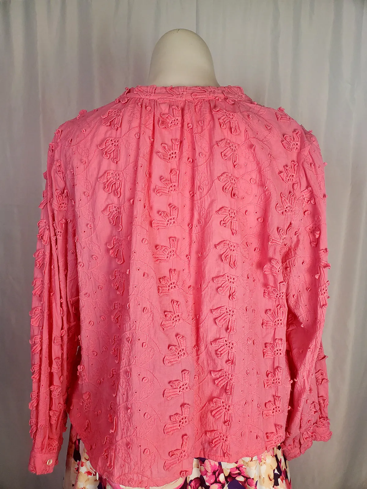 Seen Worn Kept Anthropologie Size 16W Pink Eyelet Shirt