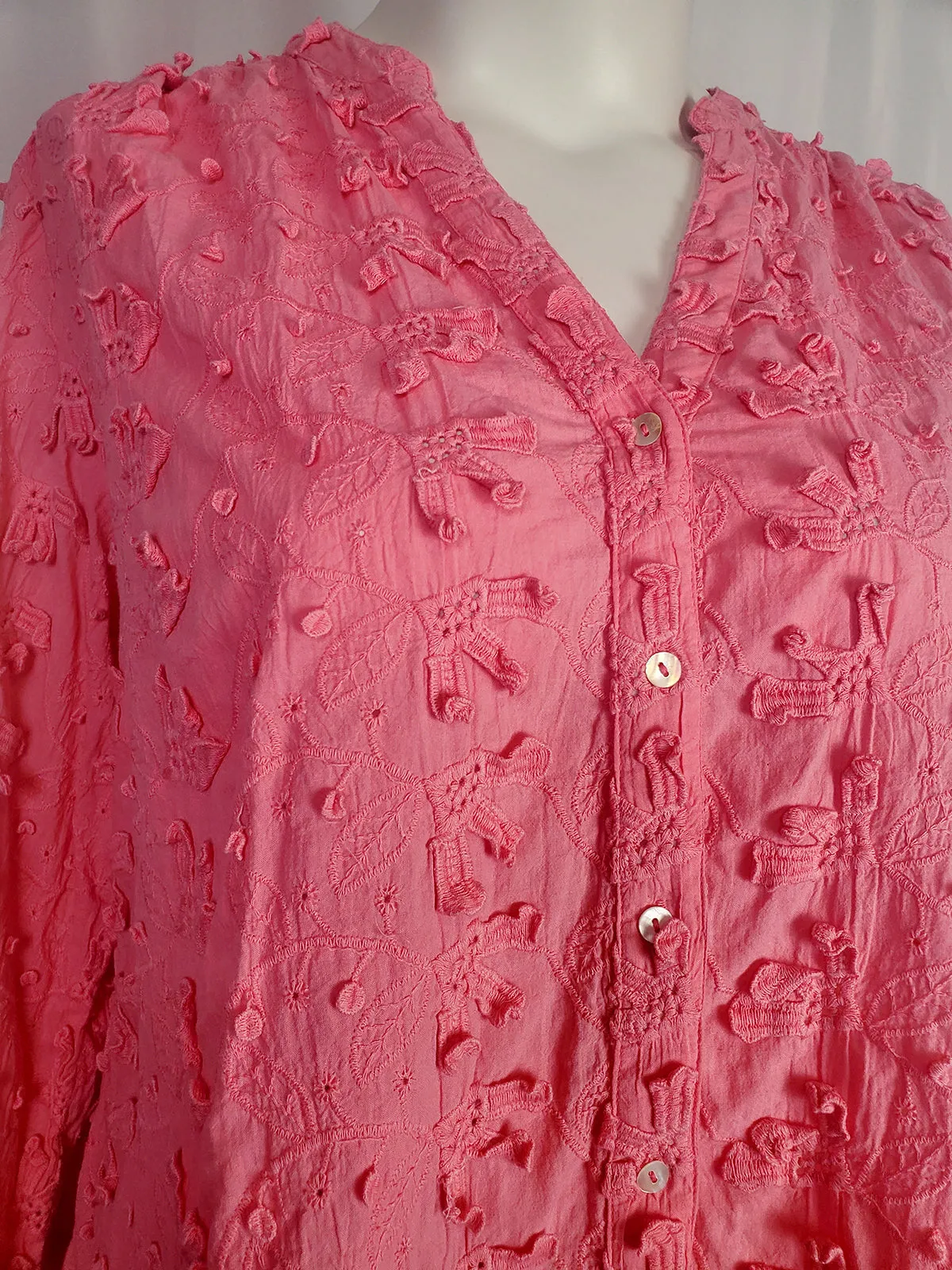 Seen Worn Kept Anthropologie Size 16W Pink Eyelet Shirt