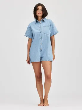 Short Sleeve Denim Romper