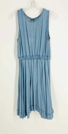 Size S Lt Denim Pleated Chambray Designer Dress