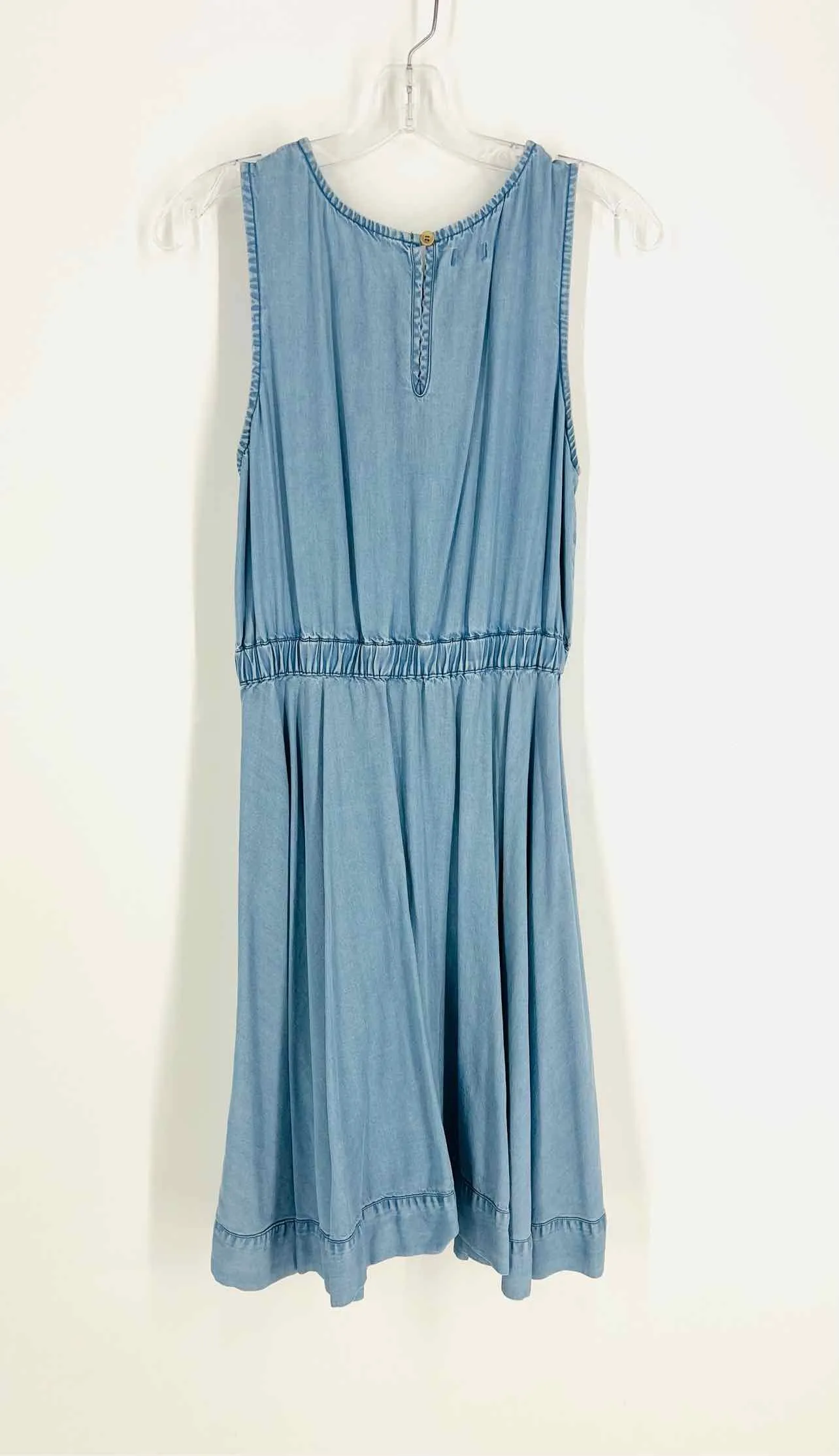 Size S Lt Denim Pleated Chambray Designer Dress